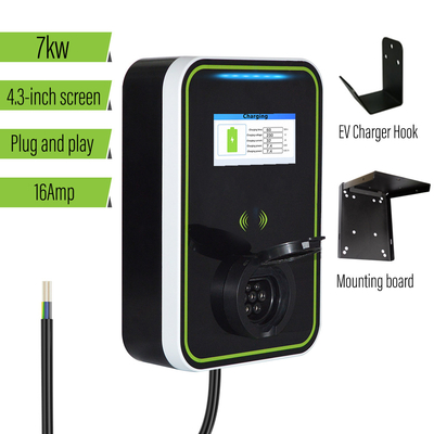 Ev Charger  Electric Car Wall Mounted Ev Charger 7kw One phase  32A  With Plug And Play